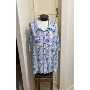 Island Passports Mens Big & Tall Hawaiian Floral Short Sleeve Casual Button Down
